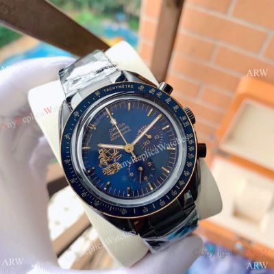 Replica Omega Apollo 11 Chronograph Watch Gold & Black